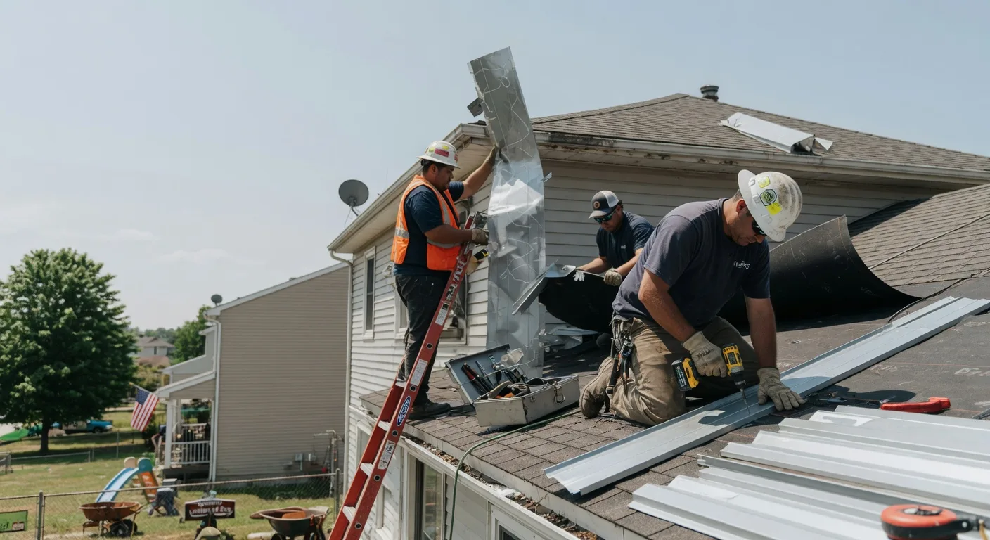Storm Damage Metal Roof Repair in New Liberty, IA